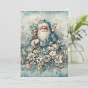 Flache nicht-fotografische Vintage-blaue Weihnacht Feiertagskarte