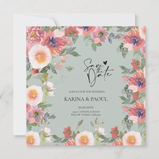 Flache Save The Date Karte (Vorderseite)