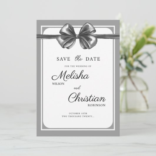 Flache Save The Date-Karte für eine Hochzeit. Date (Stehend Vorderseite)