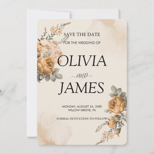 Flache Save-the-Date-Karte Save The Date (Vorderseite)