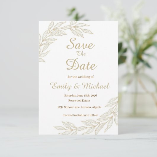 Flache Save-The-Date-Karte Save The Date (Stehend Vorderseite)
