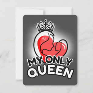 Flache Visitenkarte: Meine einzige Königin (grau) Mitteilungskarte