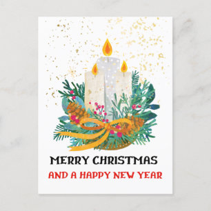 Flache Weihnachtskarte 5x7 Weihnachtskerzen Feiertagspostkarte
