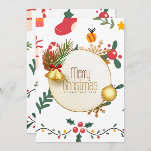 Flache Weihnachtskarte Feiertagskarte (Vorne/Hinten)