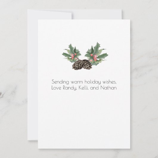 Flache Weihnachtskarte Feiertagskarte (Rückseite)