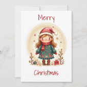 Flache Weihnachtskarte im skandinavischen Volkskun Feiertagskarte (Vorderseite)