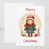 Flache Weihnachtskarte im skandinavischen Volkskun Feiertagskarte (Vorne/Hinten)