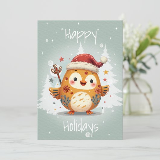 Flache Weihnachtskarte im skandinavischen Volkskun Feiertagskarte (Stehend Vorderseite)