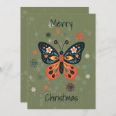 Flache Weihnachtskarte im skandinavischen Volkskun Feiertagskarte (Vorne/Hinten)