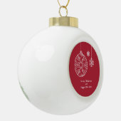 Flache Weihnachtskarte Keramik Kugel-Ornament (Links)