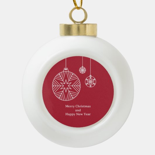 Flache Weihnachtskarte Keramik Kugel-Ornament (Vorderseite)