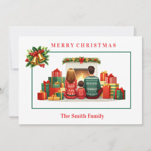 Flache Weihnachtskarte mit individuellem Foto Feiertagskarte