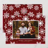 flache weiße Schneeflocken im Hintergrund Feiertagskarte (Vorne/Hinten)