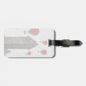 Flacheisen-Gebäude und Rot-Heißluftballons Gepäckanhänger (Rückseite horizontal)