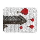 Flacheisen-Gebäude und Rot-Heißluftballons Magnet (Horizontal)