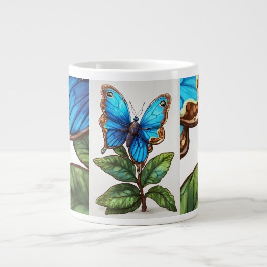 Flachende Kunst: Wasserfarbenschmetterling Jumbo-Tasse (Vorderseite)