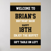 Flacher Gold- und Schwarz-Geburtstag Poster (Vorne)