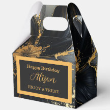 Flacher goldener und schwarzer Geburtstag 5"b x 3"