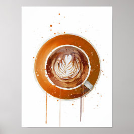 Flacher Weißer Orange Poster