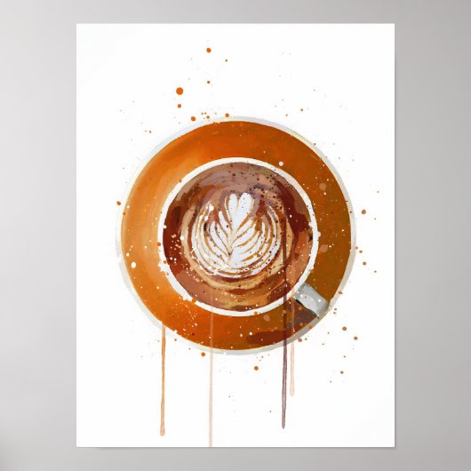 Flacher Weißer Orange Poster (Vorne)