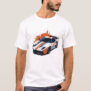 flaches Design Retro Car sehr detailliert T-Shirt