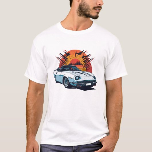 flaches Design Retro Car sehr detailliert T-Shirt (Vorderseite)
