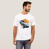 flaches Design Retro Car sehr detailliert T-Shirt (Vorne ganz)