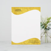 Flaches Etikett Border - Welle Gold 1 Briefbogen (Stehend Vorderseite)