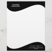 Flaches Etikett Border - Welle schwarz 1 Briefbogen (Vorderseite)