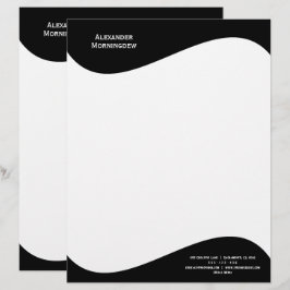 Flaches Etikett Border - Welle schwarz 1 Briefbogen