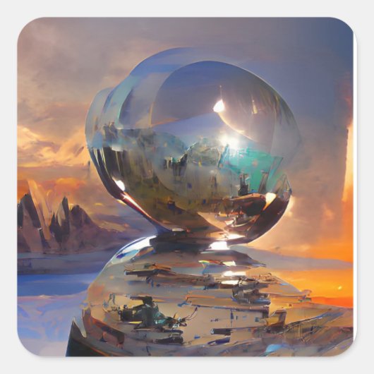 Flaches Panorama-Gemälde, schön pdf Quadratischer Aufkleber (Vorderseite)