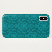 Flaches Teal-Damaskmuster Case-Mate iPhone Hülle (Rückseite (Horizontal))