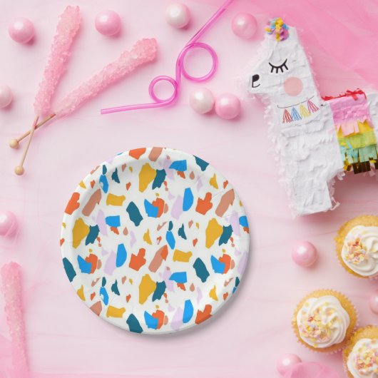 Flachfarbiges Terrazzo-Muster Pappteller (Party)