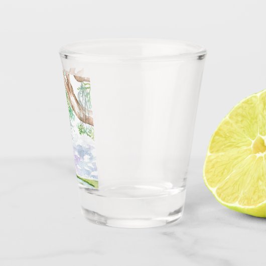 Flachglas mit tiefer Wasserfarbe Schnapsglas (Rechts)