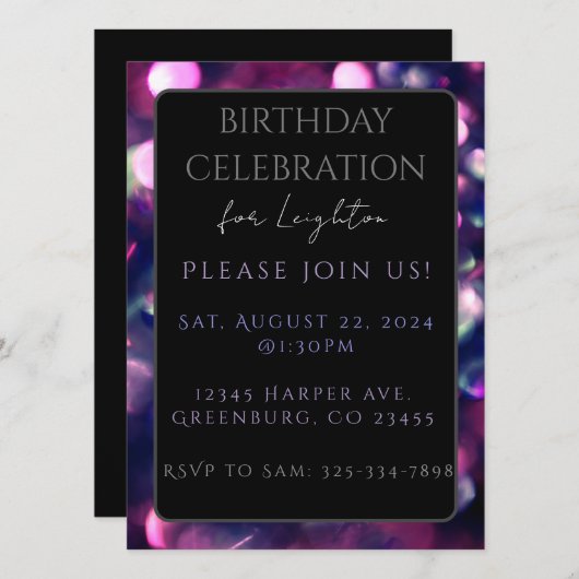 Flachkarte, Berry Sparkle Dark (Vorne/Hinten)