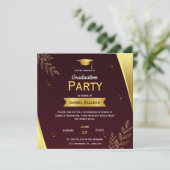 Flachkarte der Red and Gold Graduation Party (Stehend Vorderseite)