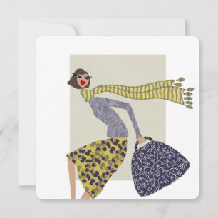 Flachkarte des Chic Fall Day Fashion Illustration Feiertagskarte