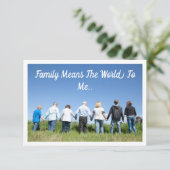 Flachkarte - Familie bedeutet die Welt für mich Dankeskarte (Stehend Vorderseite)