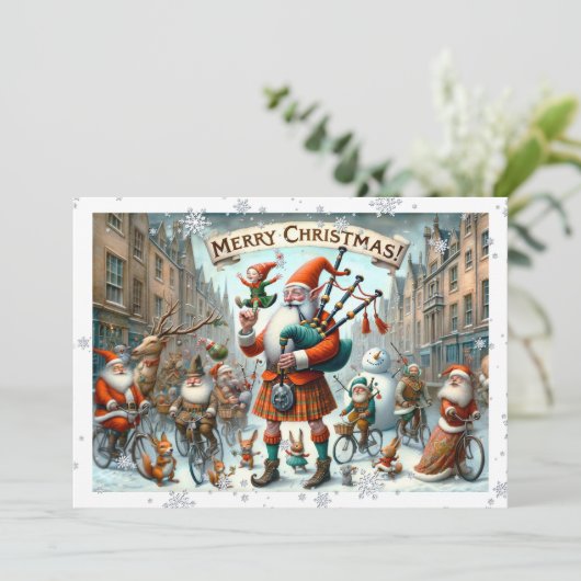 Flachkarte Frohe Weihnachten 031 (ElfSanta) (Stehend Vorderseite)