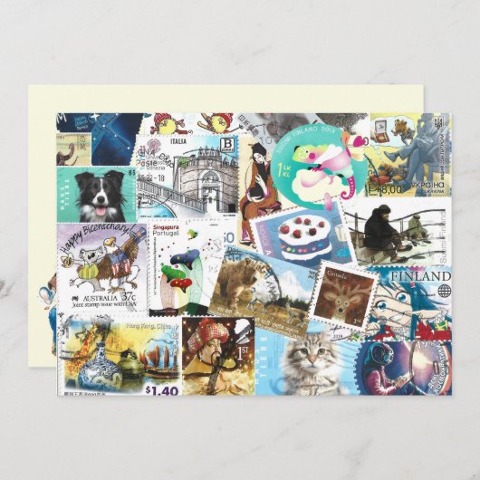 Flachkarte für Briefmarke auf dem Postweg (Vorne/Hinten)