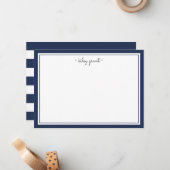 Flachkarte für Navy & White Personalisiert Station Mitteilungskarte (Vorderseite/Rückseite Beispiel)