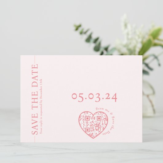Flachkarte mit Herzform QR-Code Ankündigung (Stehend Vorderseite)