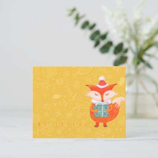 Flachkarte mit niedlichem Fuchs mit Weihnachtsgesc (Stehend Vorderseite)