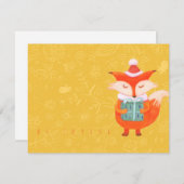 Flachkarte mit niedlichem Fuchs mit Weihnachtsgesc (Vorne/Hinten)