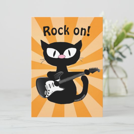 Flachkarte - Rock on! Guitar Rocker Cat (Stehend Vorderseite)