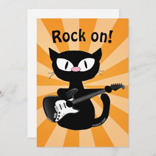 Flachkarte - Rock on! Guitar Rocker Cat (Vorne/Hinten)