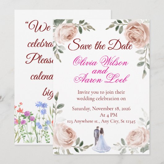 Flachkarte Save the Date (Vorne/Hinten)