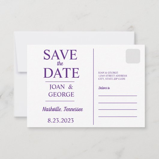 Flachkarte Save the Date (Rückseite)