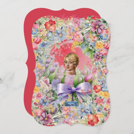 Flachkarten 10 Rot (Cameo Garden) RFPMDesign ©️ 20 Einladung (Vorne/Hinten)