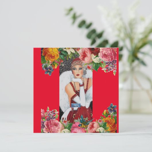 Flachkarten 10 Rote Karten (Snow Bird) RFPMDesign (Stehend Vorderseite)